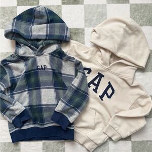 GAP Kids Plaid and Cream Hoodies